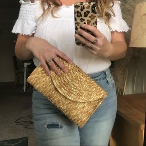 3/$12 Straw Clutch Boho Woven Purse Rattan